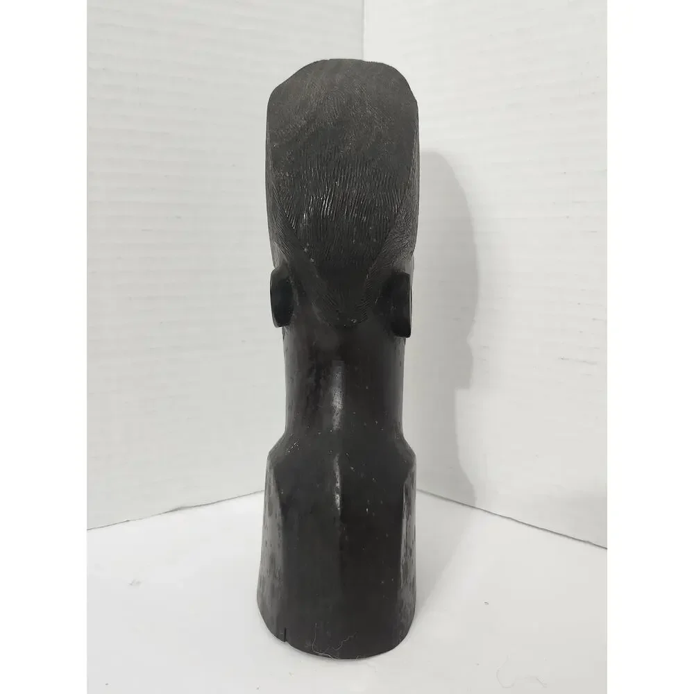 African Makonde Hand Carved Ebony Wood Head Bust Sculpture